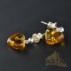  Baltic amber earrings congac heart shape